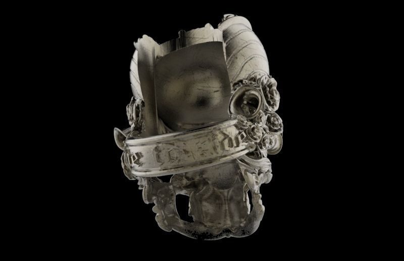 Live to Ride Skull Crown Ring 3D print model_3