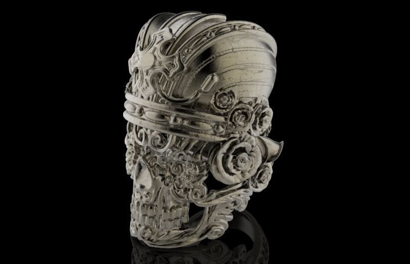 Live to Ride Skull Crown Ring 3D print model_5