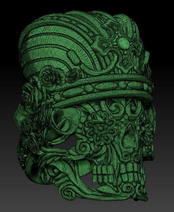 Live to Ride Skull Crown Ring 3D print model_8