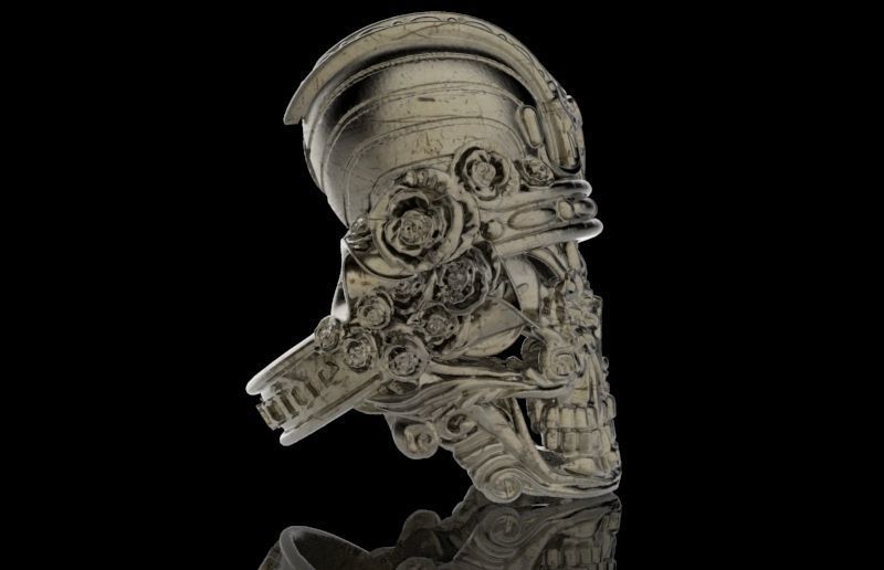 Live to Ride Skull Crown Ring 3D print model_6