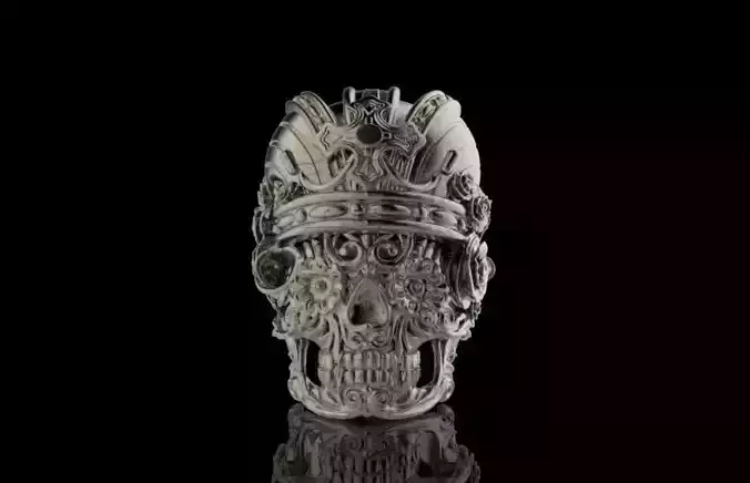 Live to Ride Skull Crown Ring 3D print model