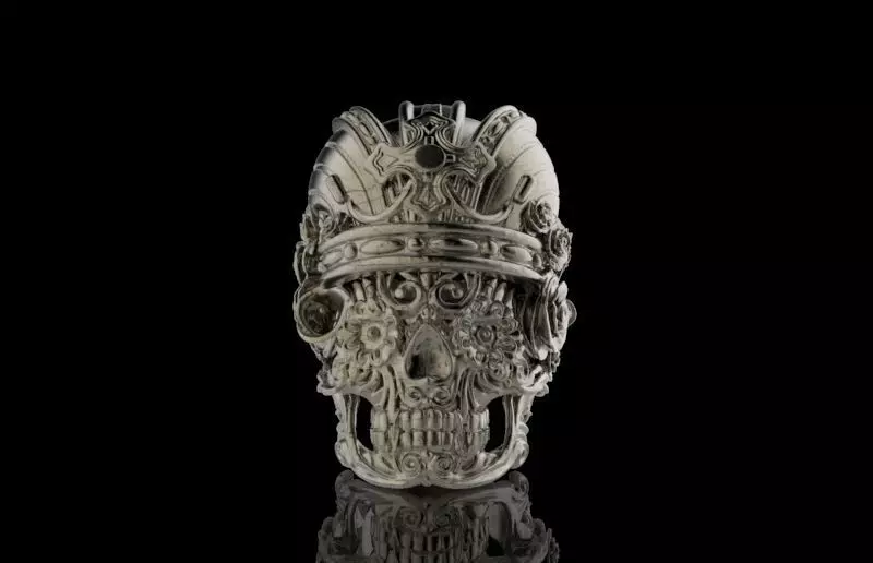 Live to Ride Skull Crown Ring 3D print model_0