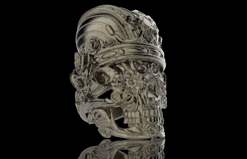 Live to Ride Skull Crown Ring 3D print model_2