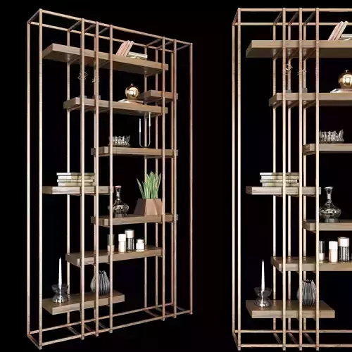 Shelf 3D model bookcase with shelves and potted plants