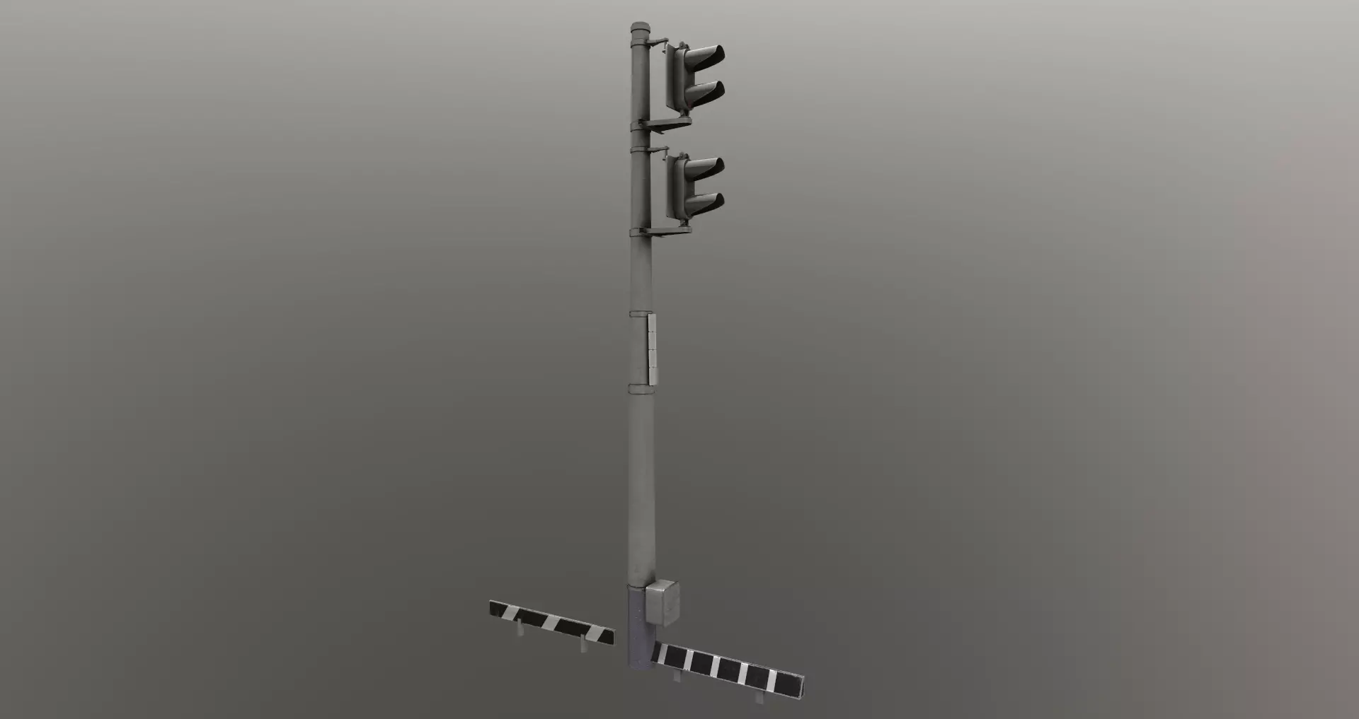 Railway traffic light and stop signs Low-poly 3D model_0