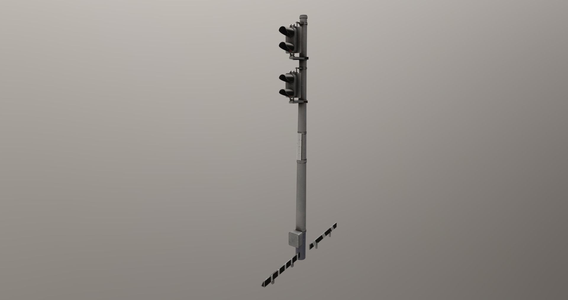 Railway traffic light and stop signs Low-poly 3D model_1