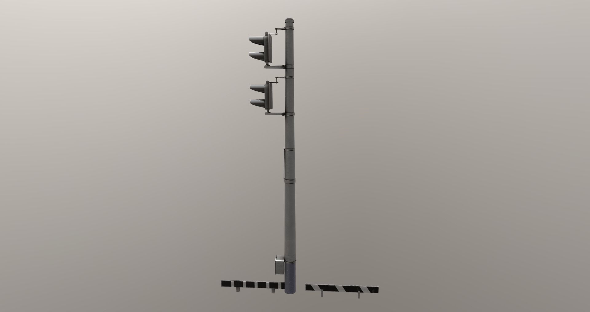 Railway traffic light and stop signs Low-poly 3D model_2