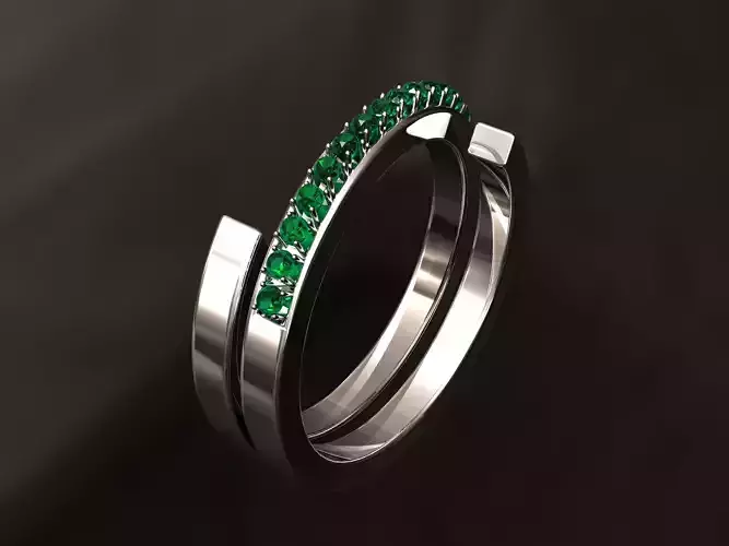 H Ring emerald engagement 3D print model