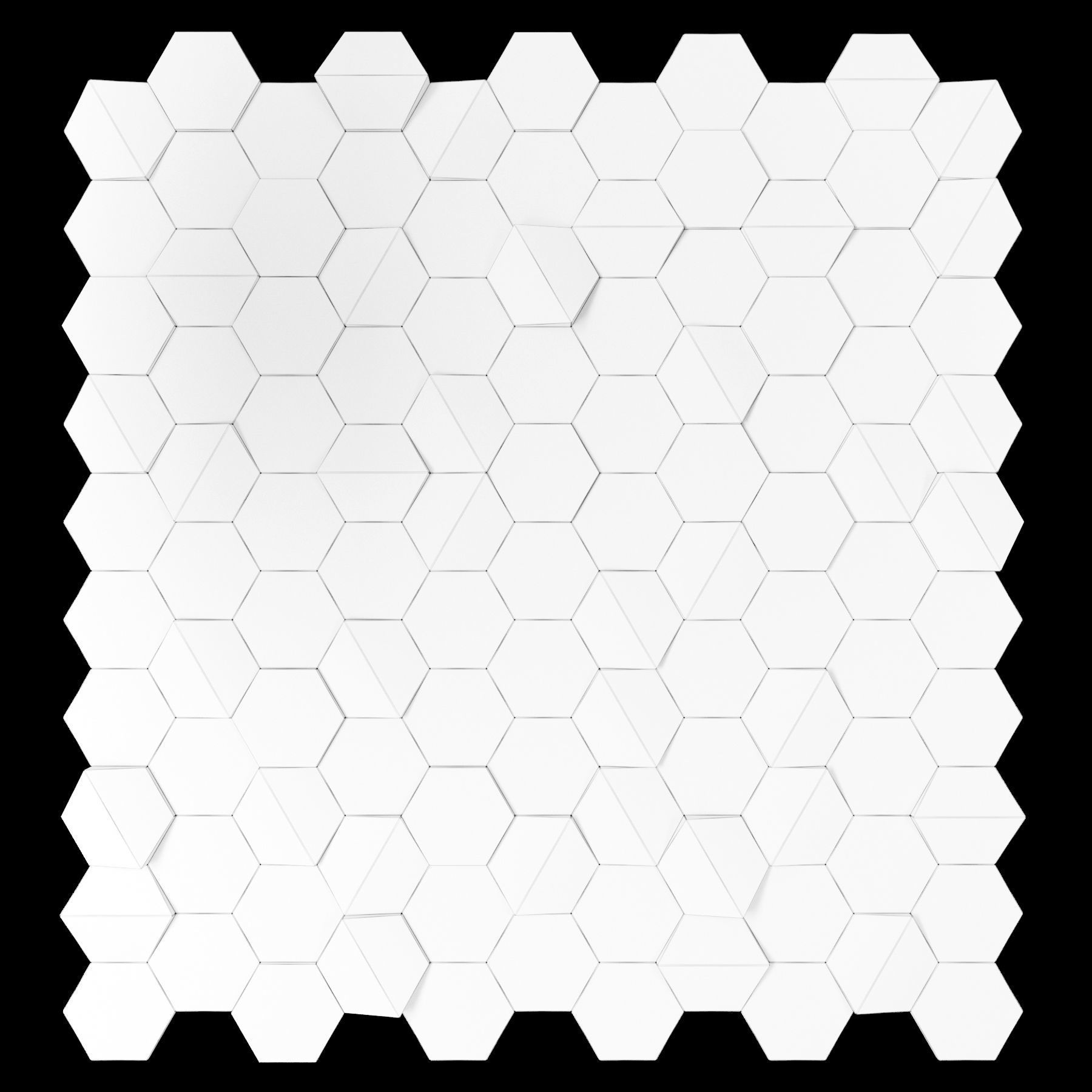 Decor hexagonal tile in copper and silver 3D model_2