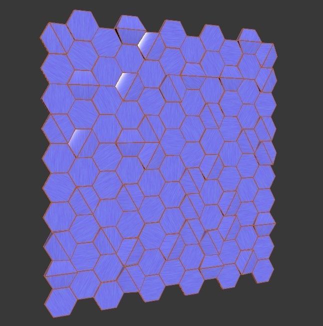 Decor hexagonal tile in copper and silver 3D model_3