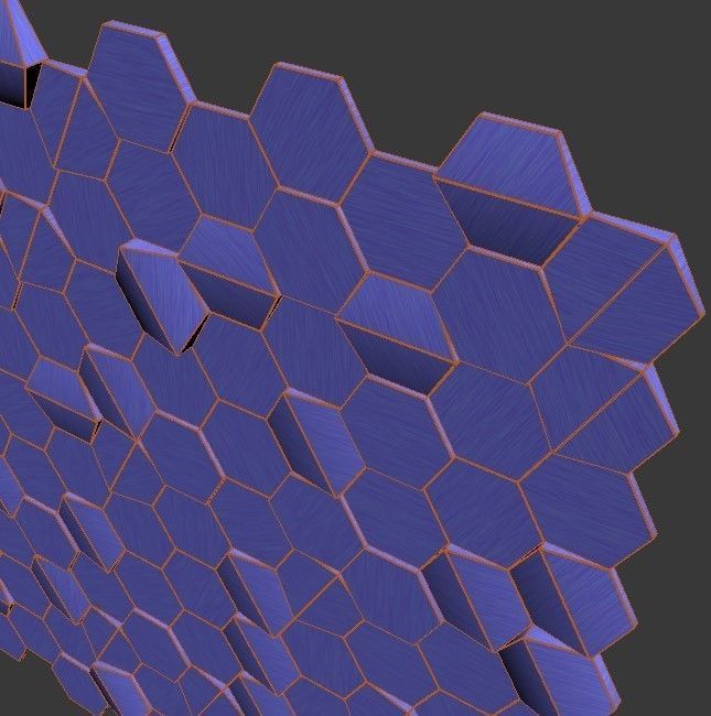 Decor hexagonal tile in copper and silver 3D model_4