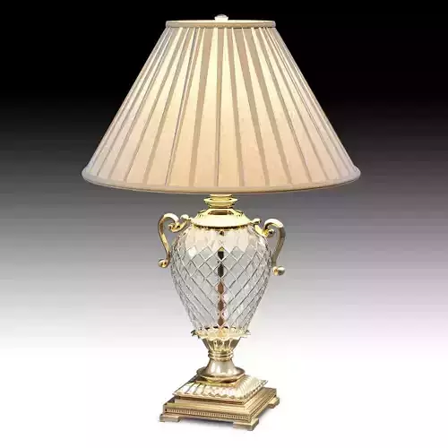 Griffiths and Griffiths 74111 antique brass crystal table lamp