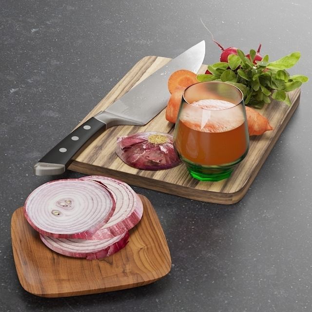 Radishes onion and carrots 3D model_2