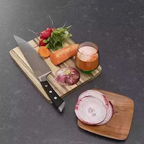 Radishes onion and carrots