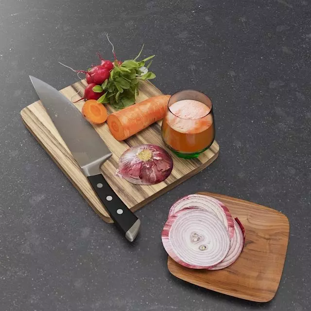 Radishes onion and carrots 3D model_0