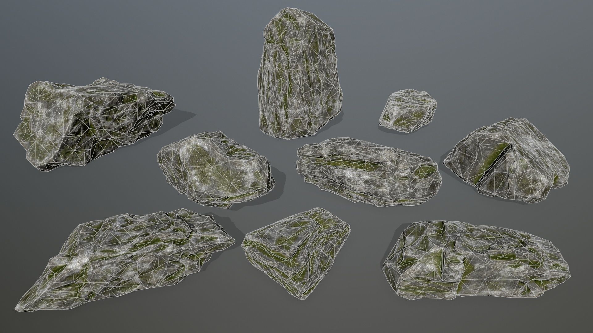 forest rocks set Low-poly 3D model_10