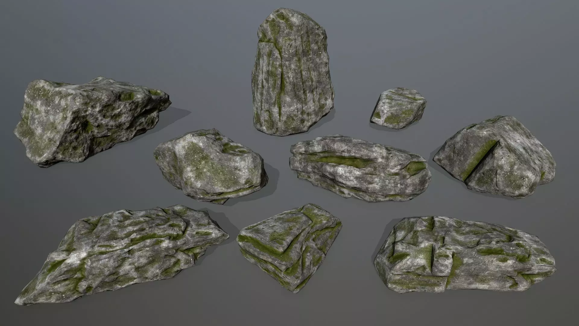 forest rocks set Low-poly 3D model_0