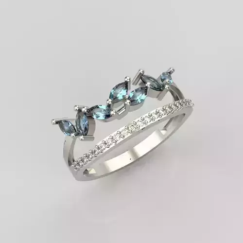 Women Ring with gems and diamonds 3dm stl 3D print model 3D print model