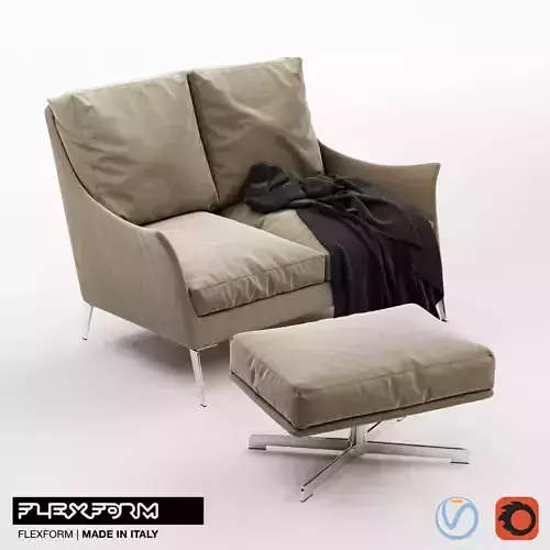  Flexform Boss Sofa and Pouf