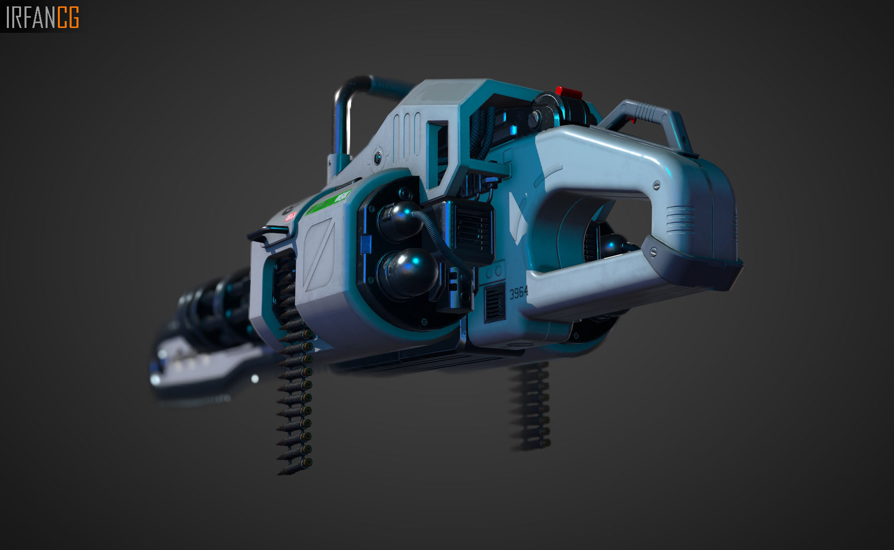 Weapon chain gun Low-poly 3D model_4