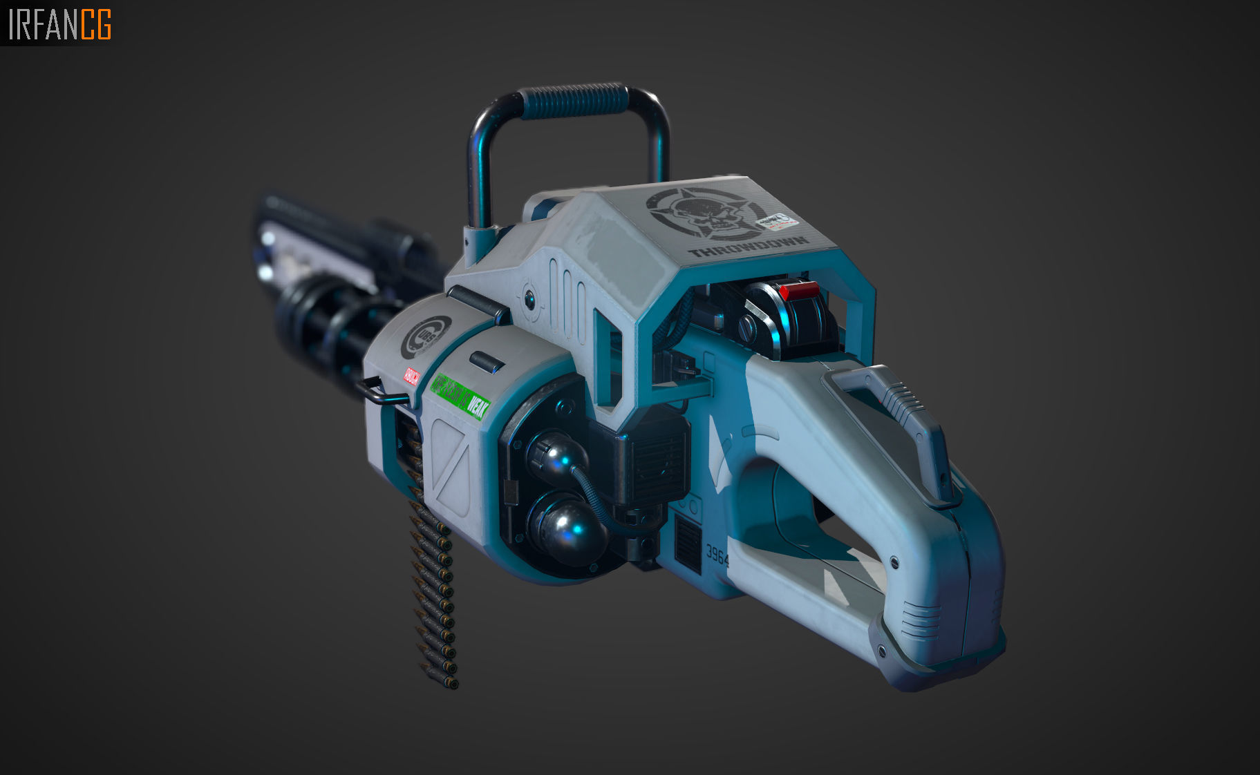 Weapon chain gun Low-poly 3D model_2