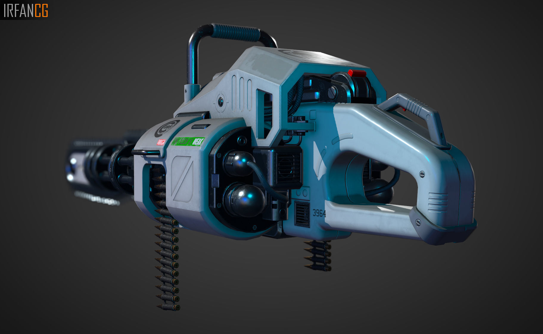 Weapon chain gun Low-poly 3D model_3