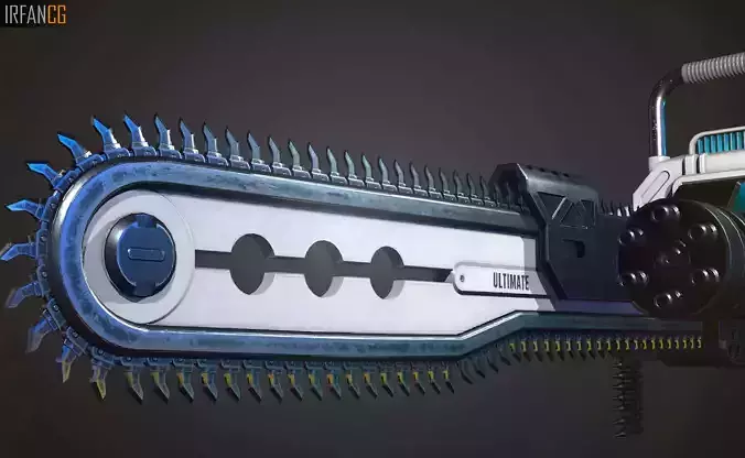 Weapon chain gun Low-poly 3D model