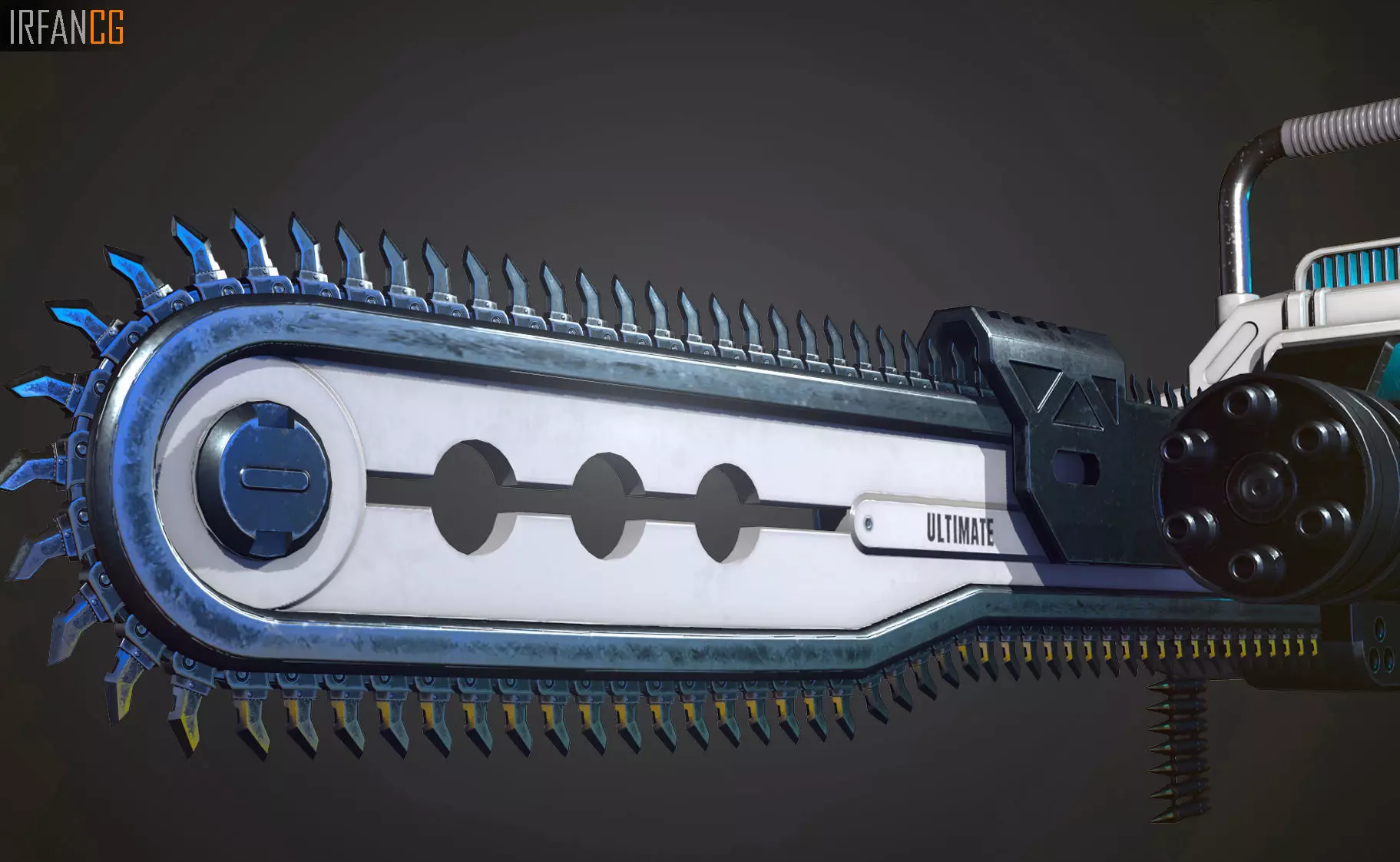 Weapon chain gun Low-poly 3D model_0