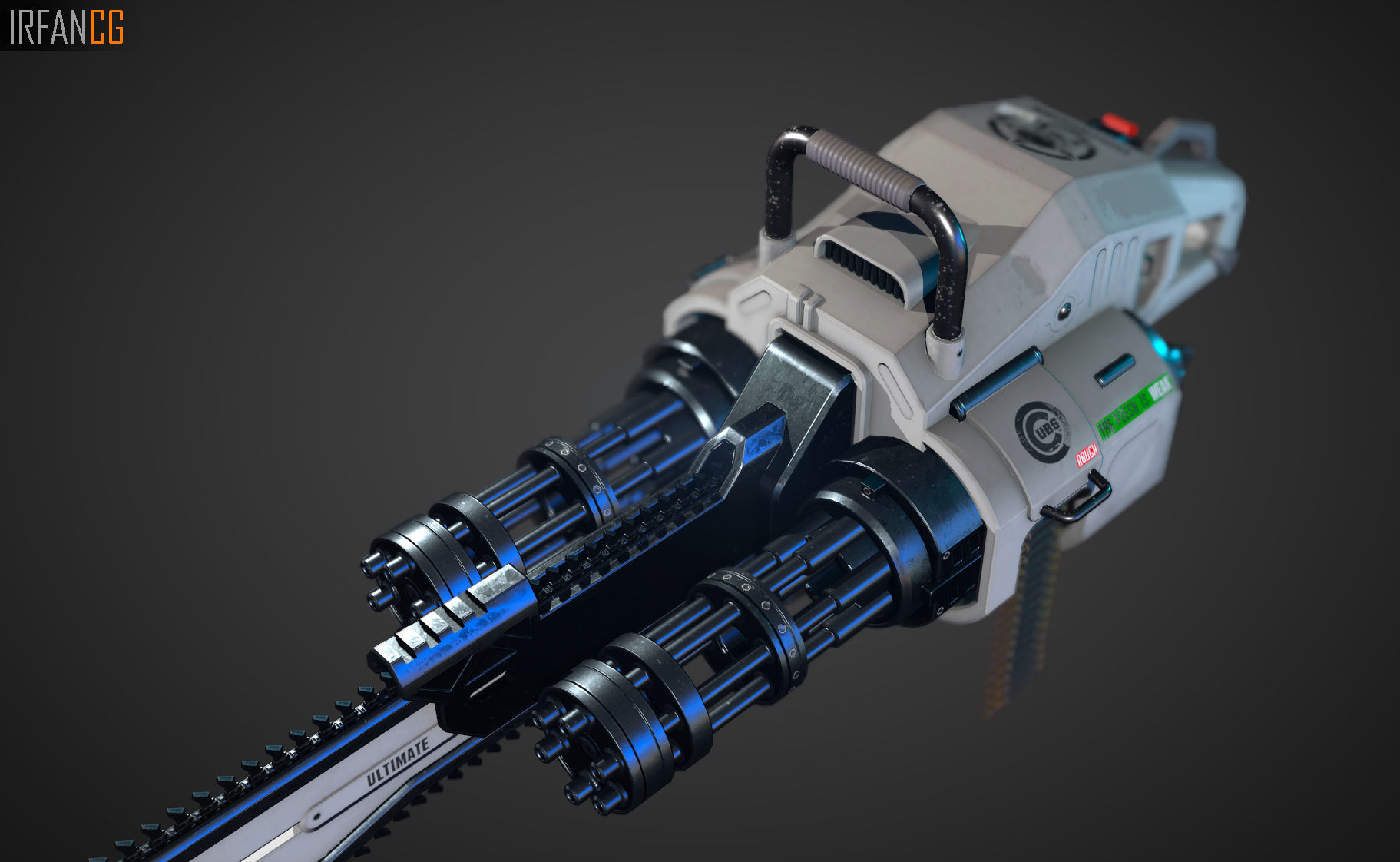 Weapon chain gun Low-poly 3D model_1