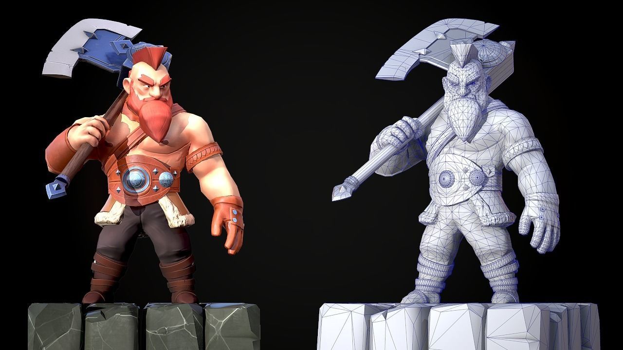 Viking Warrior Low-poly 3D model_7