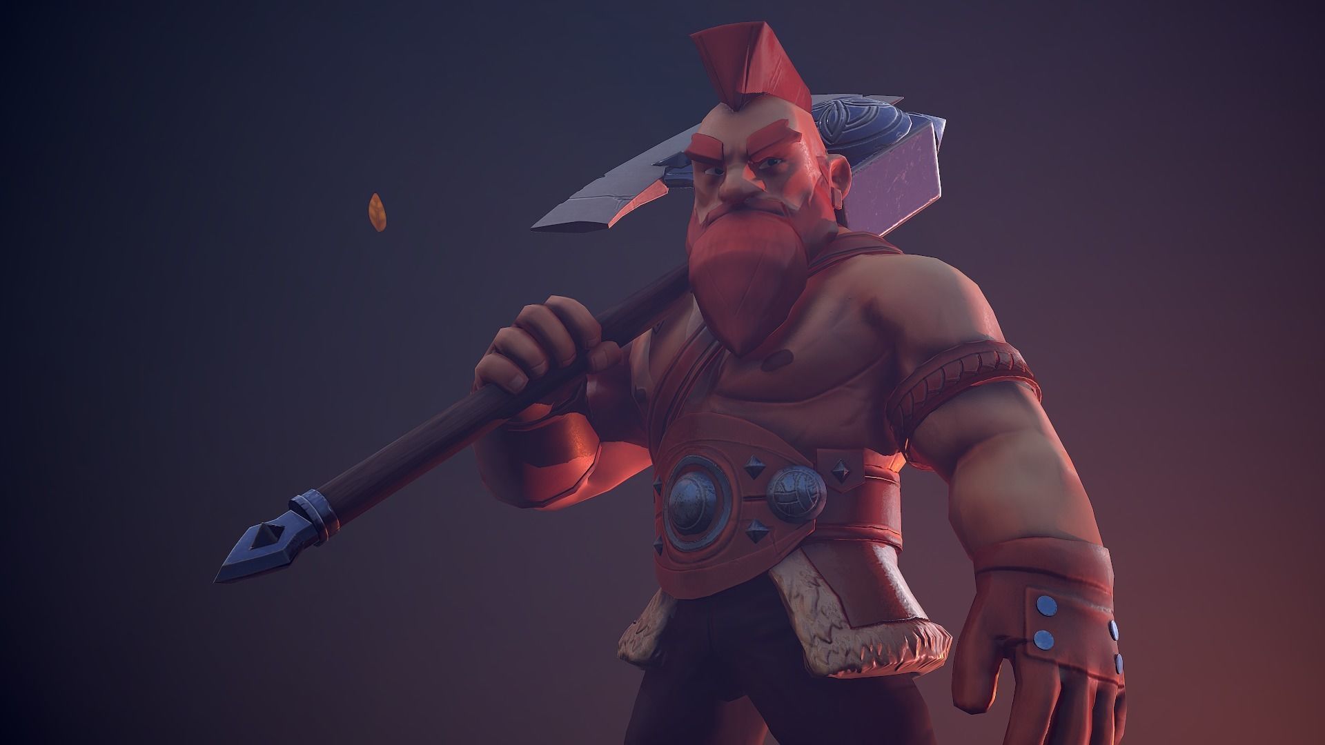 Viking Warrior Low-poly 3D model_16