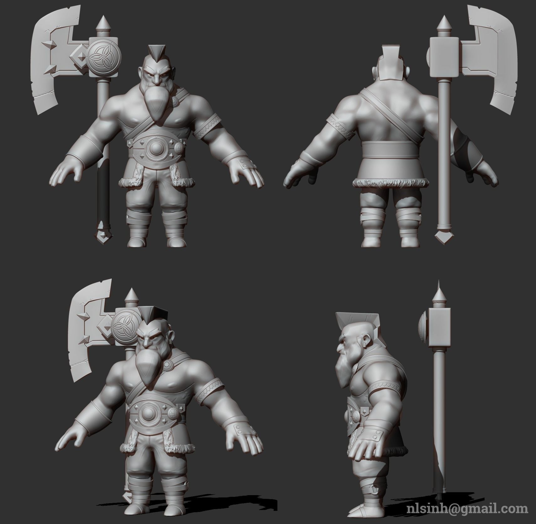 Viking Warrior Low-poly 3D model_9