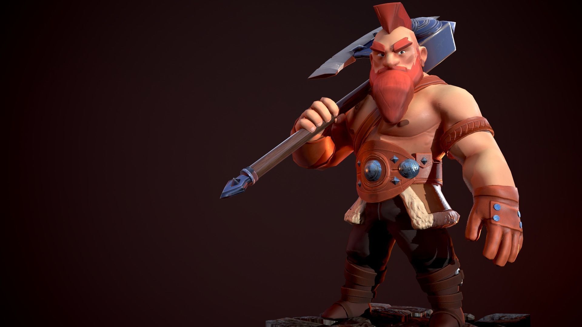 Viking Warrior Low-poly 3D model_17