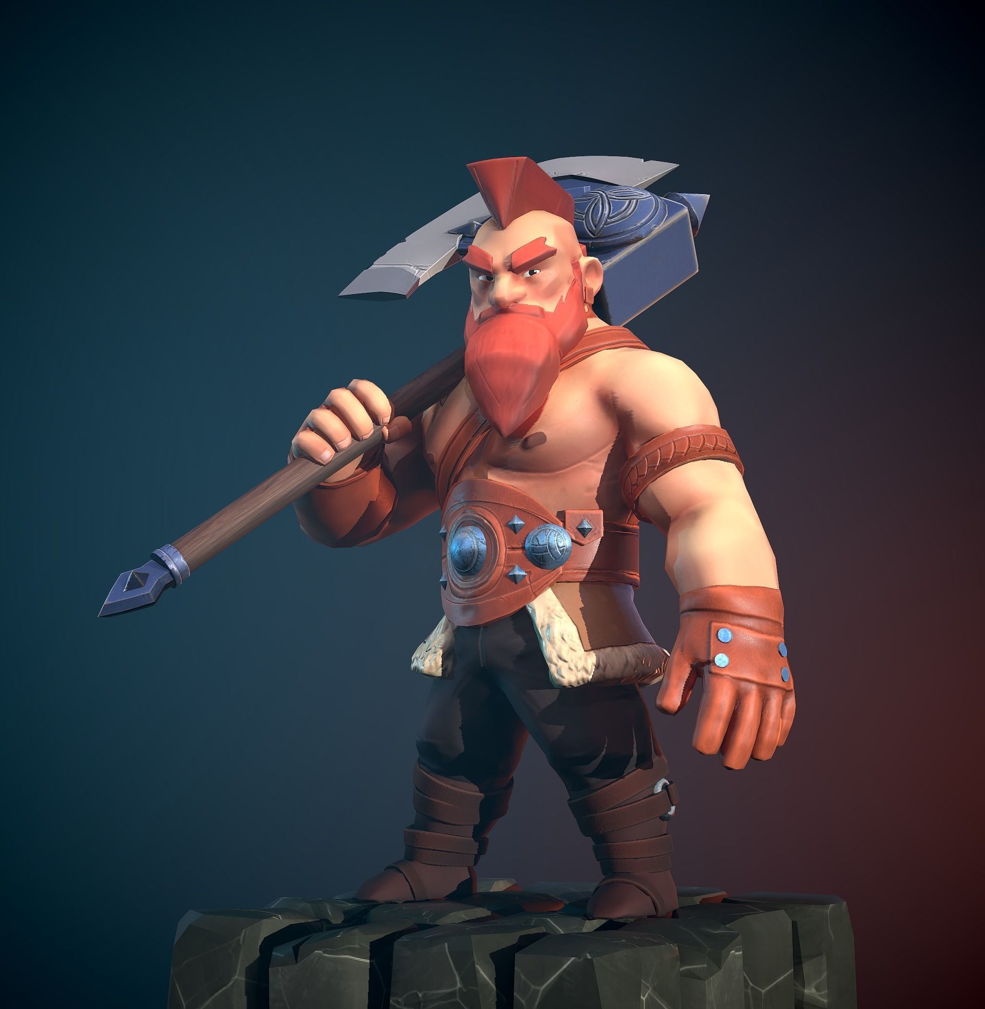 Viking Warrior Low-poly 3D model_26
