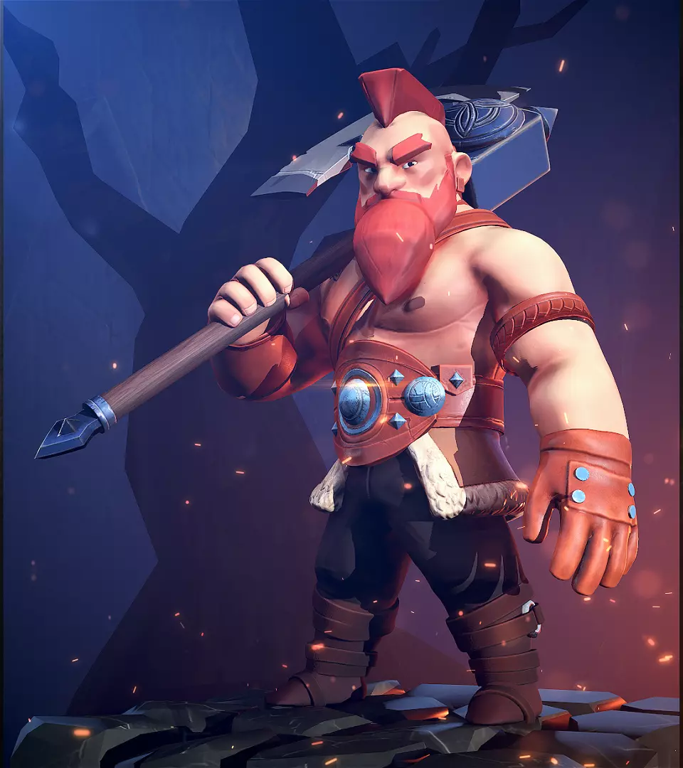 Viking Warrior Low-poly 3D model_0