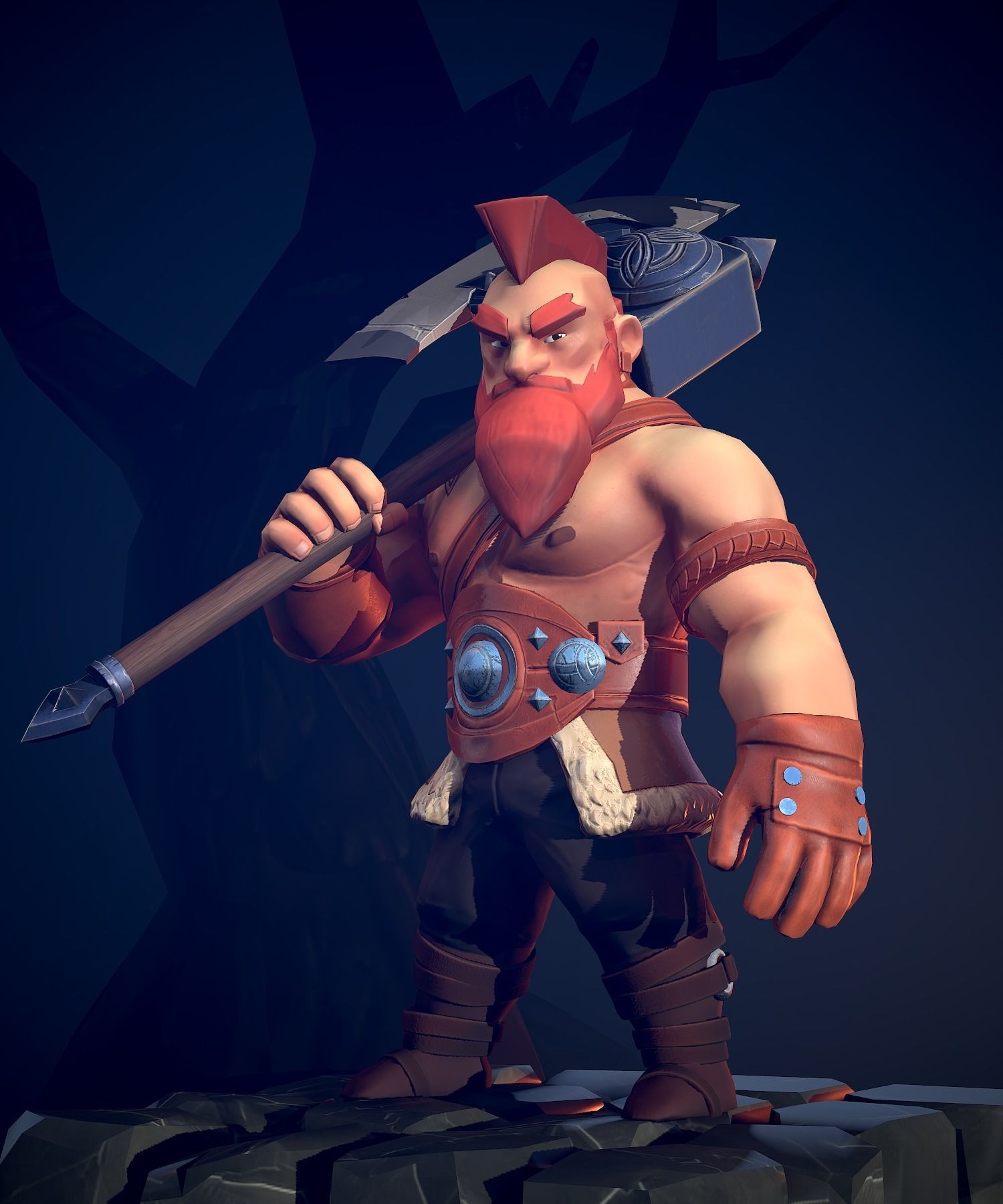 Viking Warrior Low-poly 3D model_25