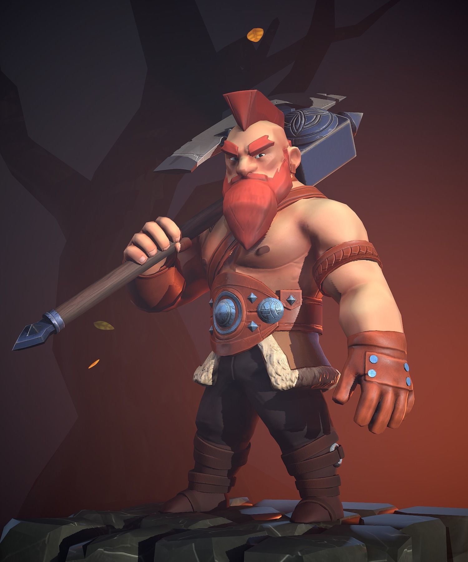 Viking Warrior Low-poly 3D model_15