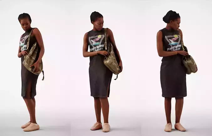 Caroline 03 Woman standing  casual oufit with bag over shoulder