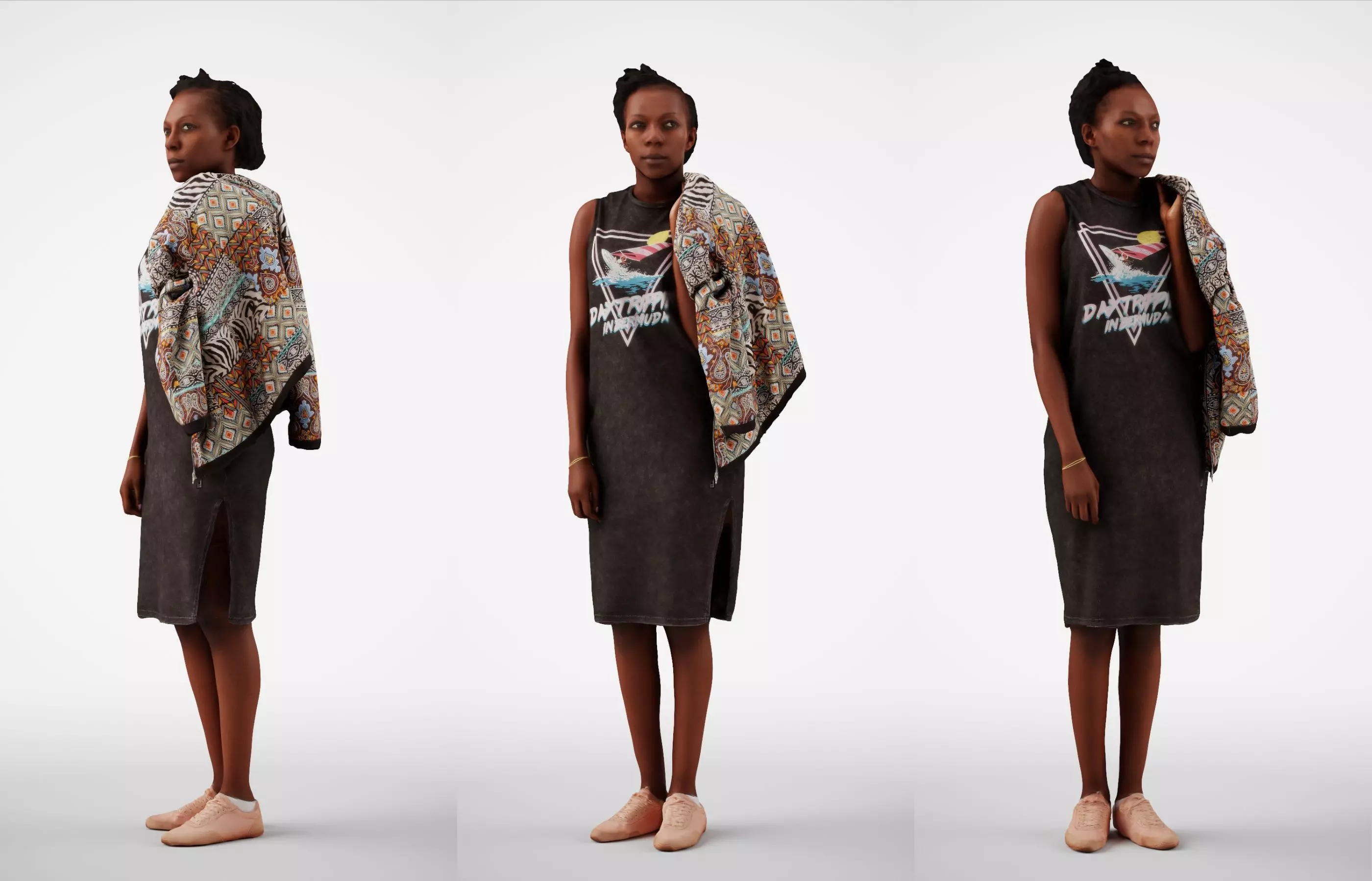 Caroline 04 Woman standing casual with jacket over shoulder 3D model