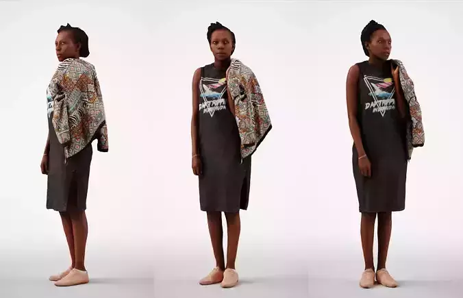 Caroline 04 Woman standing casual with jacket over shoulder