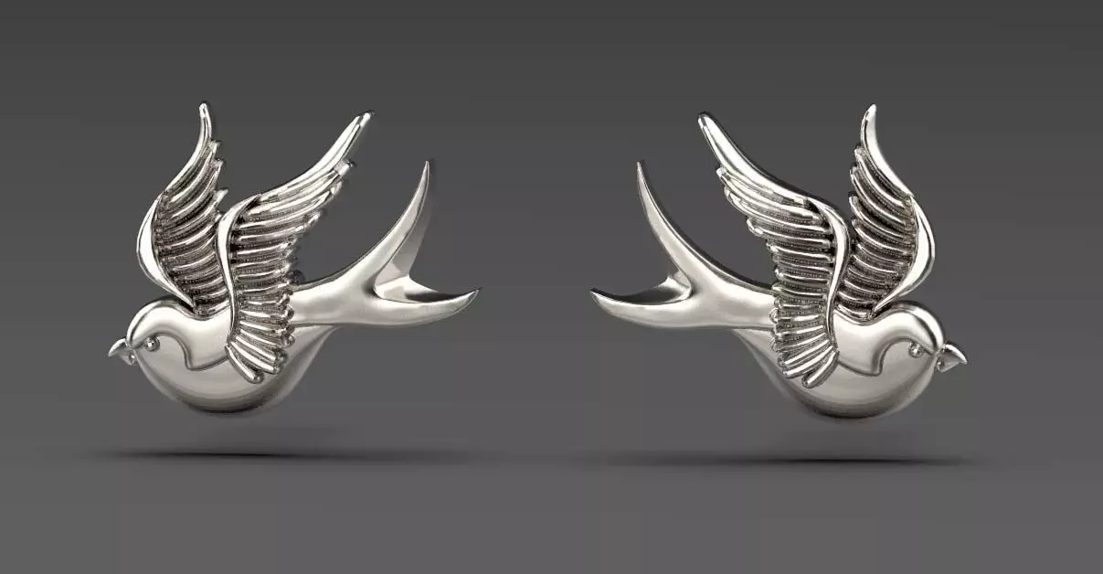 Sparrow  earrings 3D print model_0