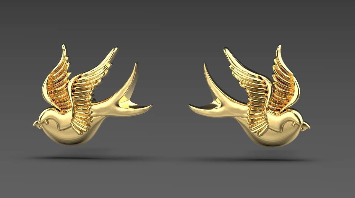 Sparrow  earrings 3D print model_1