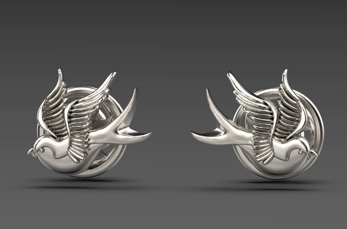 Sparrow  earrings 3D print model_2