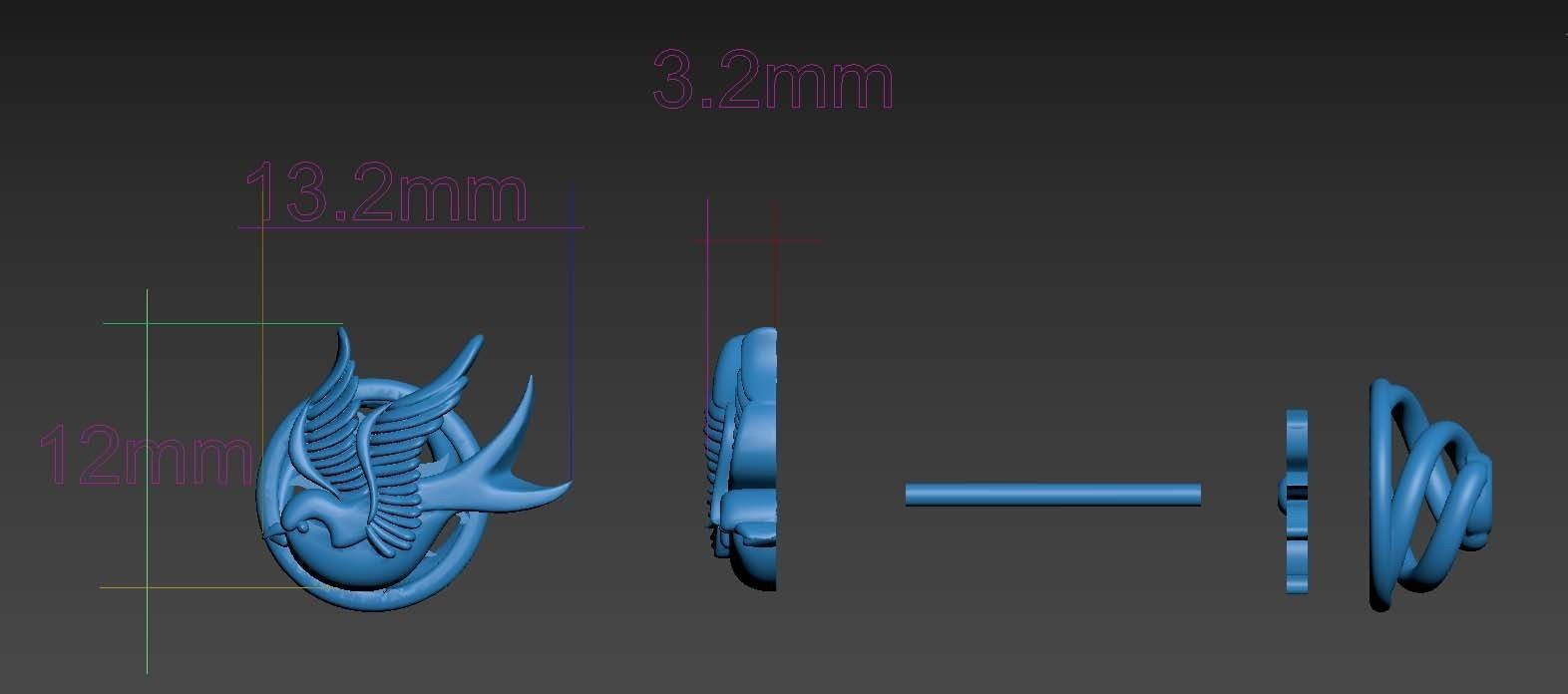 Sparrow  earrings 3D print model_6