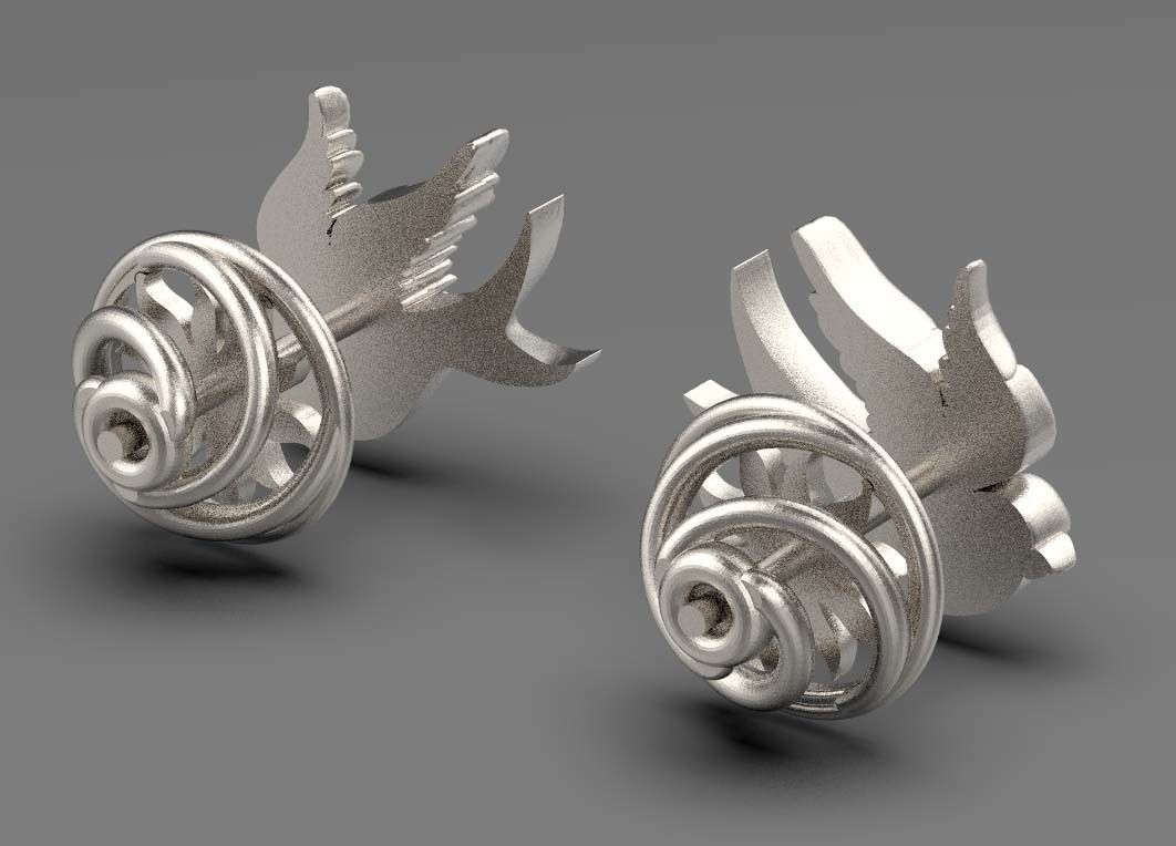 Sparrow  earrings 3D print model_4