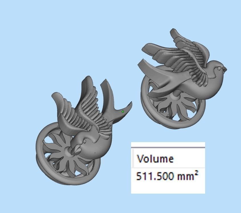 Sparrow  earrings 3D print model_8