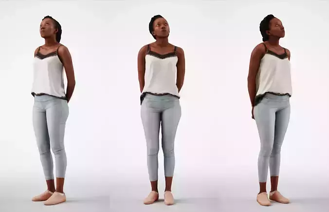 Caroline 06 Woman standing looking up in  jeans