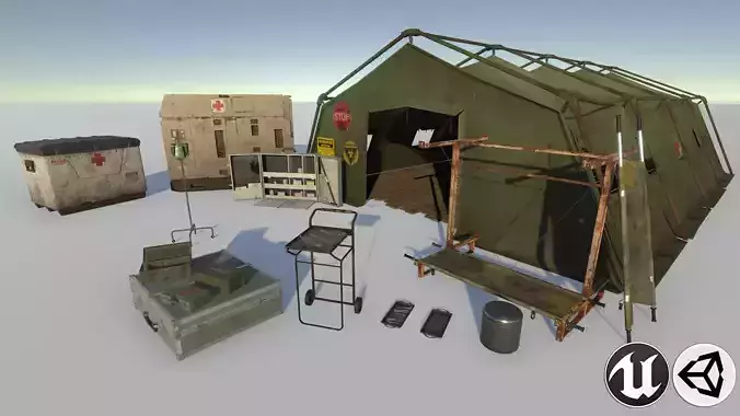 Medical kit pack Low-poly 3D model