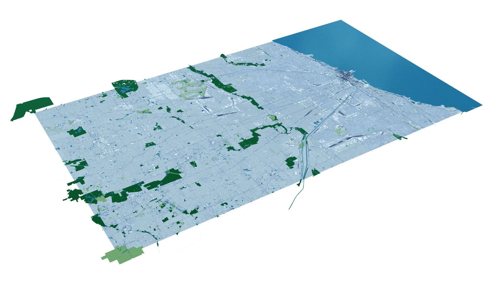 Chicago with Terrain 3D model_10