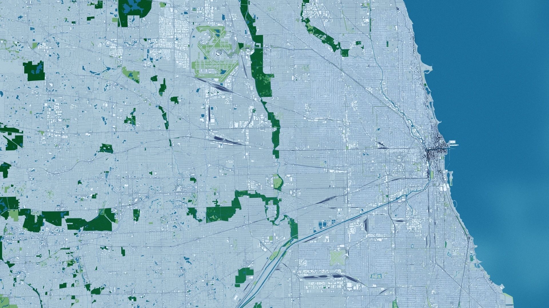 Chicago with Terrain 3D model_1